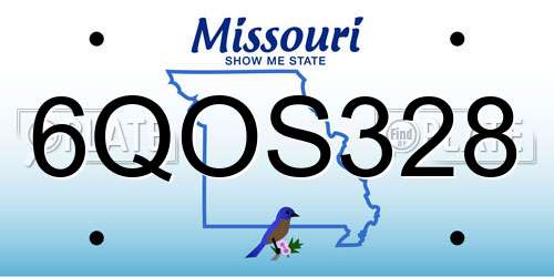 6QOS328 Missouri License Plate