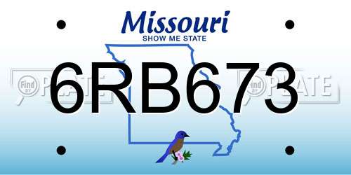6RB673 Missouri License Plate