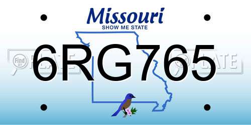 6RG765 Missouri License Plate