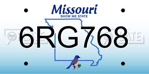 6RG768 Missouri License Plate