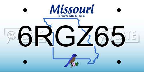 6RGZ65 Missouri License Plate