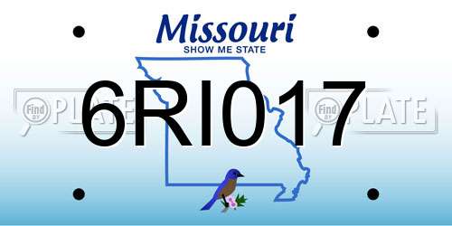 6RI017 Missouri License Plate