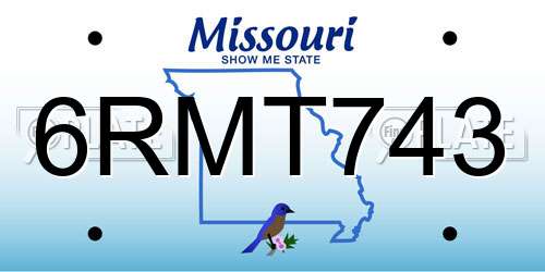 6RMT743 Missouri License Plate