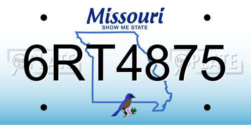 6RT4875 Missouri License Plate