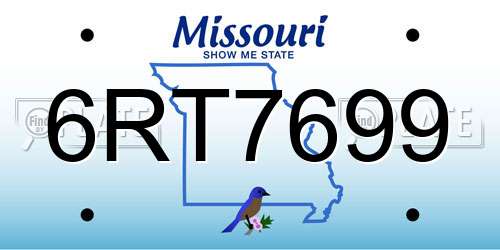 6RT7699 Missouri License Plate