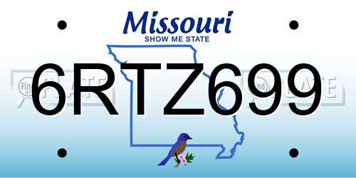 6RTZ699 Missouri License Plate