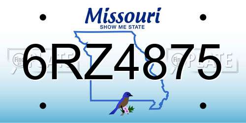 6RZ4875 Missouri License Plate