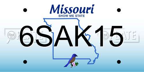6SAK15 Missouri License Plate