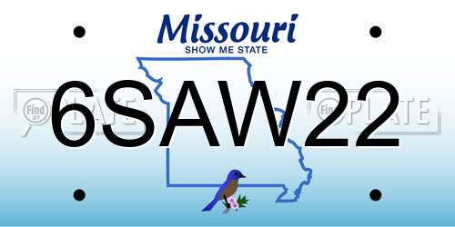 6SAW22 Missouri License Plate
