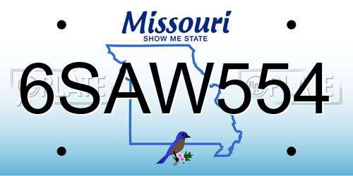 6SAW554 Missouri License Plate