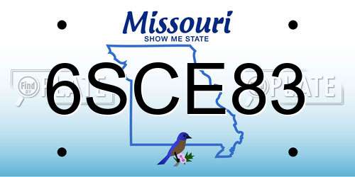 6SCE83 Missouri License Plate