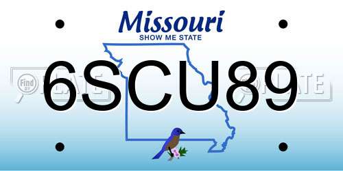 6SCU89 Missouri License Plate