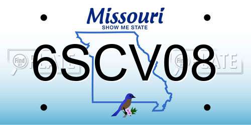 6SCV08 Missouri License Plate
