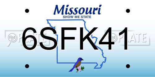 6SFK41 Missouri License Plate