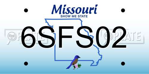 6SFS02 Missouri License Plate