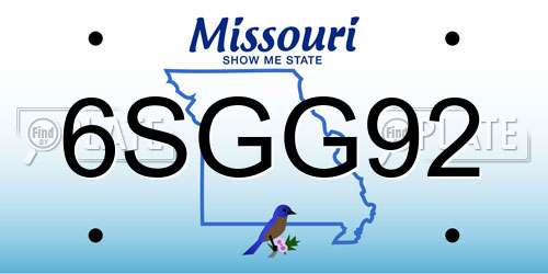 6SGG92 Missouri License Plate
