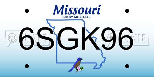 6SGK96 Missouri License Plate