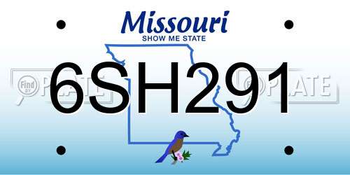 6SH291 Missouri License Plate