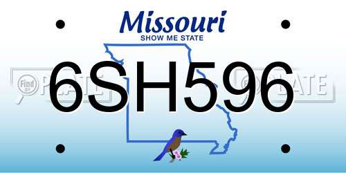 6SH596 Missouri License Plate