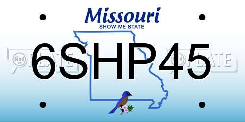 6SHP45 Missouri License Plate