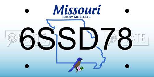 6SSD78 Missouri License Plate