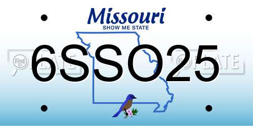 6SSO25 Missouri License Plate