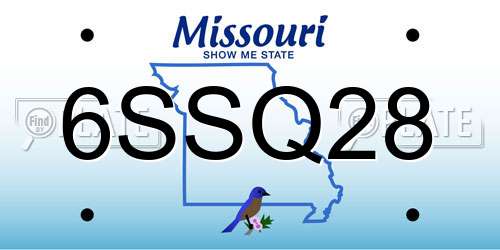 6SSQ28 Missouri License Plate
