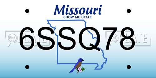 6SSQ78 Missouri License Plate