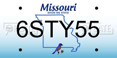 6STY55 Missouri License Plate