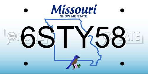 6STY58 Missouri License Plate