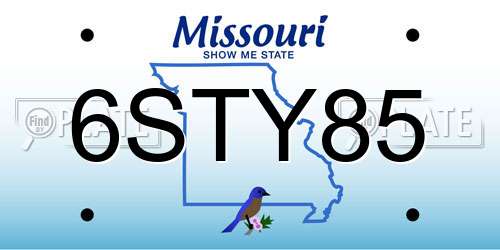 6STY85 Missouri License Plate