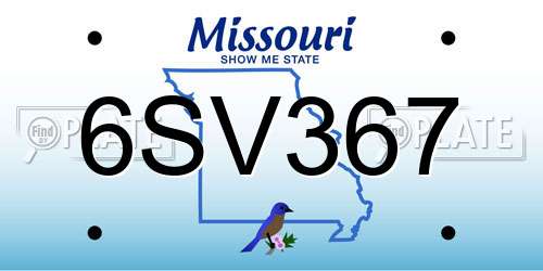 6SV367 Missouri License Plate