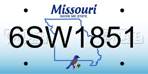 6SW1851 Missouri License Plate