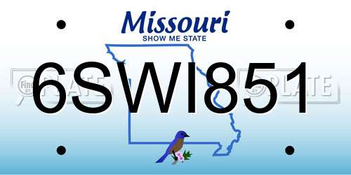 6SWI851 Missouri License Plate