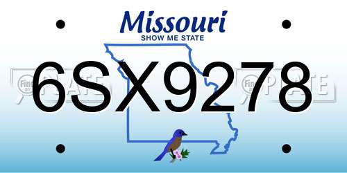6SX9278 Missouri License Plate