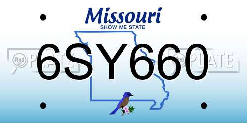 6SY660 Missouri License Plate