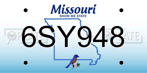 6SY948 Missouri License Plate