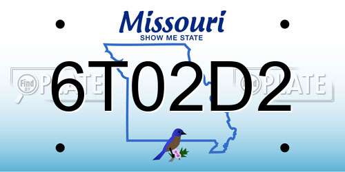 6T02D2 Missouri License Plate