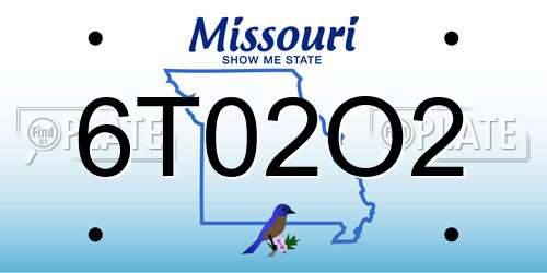 6T02O2 Missouri License Plate