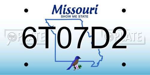 6T07D2 Missouri License Plate
