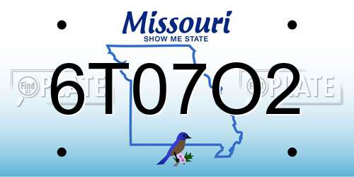 6T07O2 Missouri License Plate