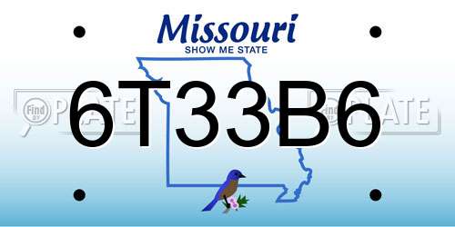 6T33B6 Missouri License Plate