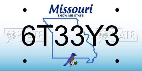 6T33Y3 Missouri License Plate