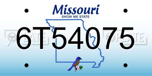 6T54075 Missouri License Plate