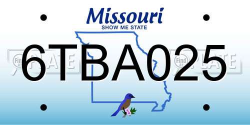 6TBA025 Missouri License Plate