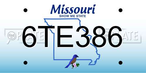 6TE386 Missouri License Plate