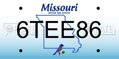 6TEE86 Missouri License Plate