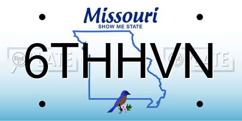 6THHVN Missouri License Plate