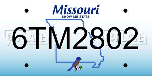 6TM2802 Missouri License Plate