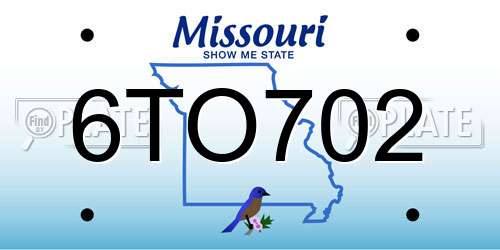 6TO702 Missouri License Plate